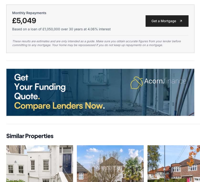 Example listing placement preview
