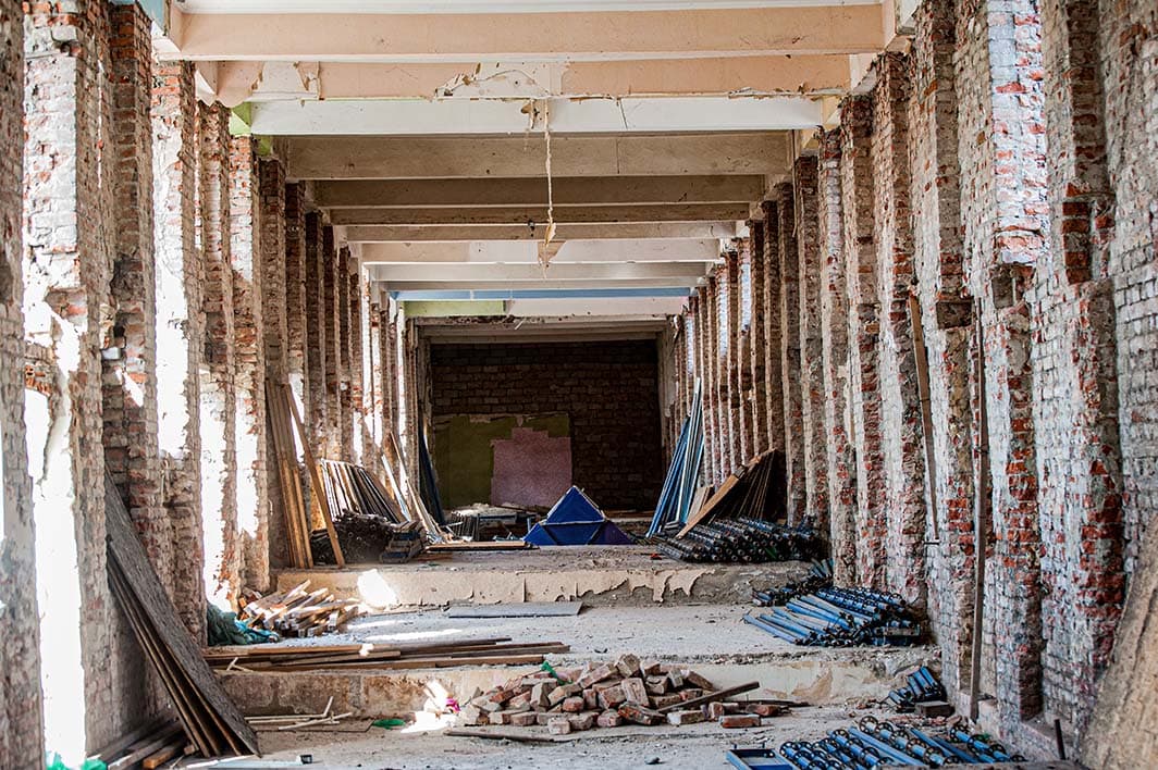 Stripped building interior during renovation